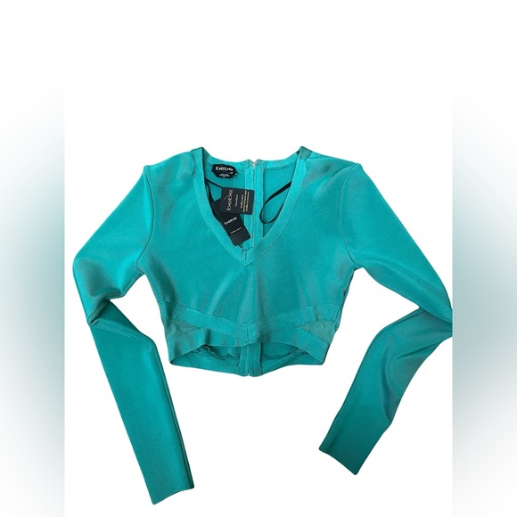 bebe Tops - Bebe Turquoise V-Neck Crop Top